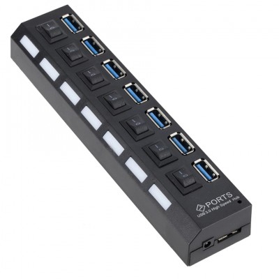 TREQA Usb-14 Αντάπτορας - USB HUB Μεταφοράς Δεδομένων με 7 Ανεξάρτητες Θύρες USB 3.0 LED για Απόλυτη Συνδεσιμότητα