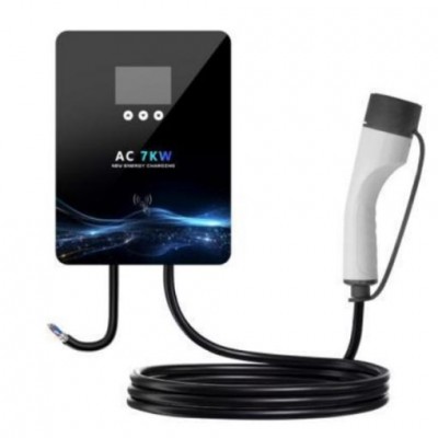 Επιτοίχιος Σταθμός Φόρτισης Ηλεκτρικού Οχήματος Αφής 7KW 32A 220V Τύπου 2 με Εγχρωμη Οθόνη 3,5 ιντσών με Μονοφασικό Βύσμα 5μ. Wi-Fi/Bluetooth/4G MZ-A003