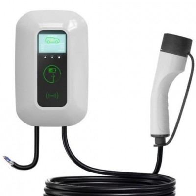 Επιτοίχιος Σταθμός Φόρτισης Ηλεκτρικού Οχήματος 7KW 32A 220V Τύπου 2 με Εγχρωμη Οθόνη LCD 3.5″ Μονοφασικό Βύσμα 5m. Wi-Fi/Bluetooth/4G MZ-A004