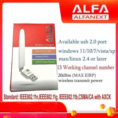 Υψηλής Απόδοσης Ασύρματος Προσαρμογέας USB WiFi Alfa Next Για Ευρεία Συμβατότητα Σε Συσκευές
