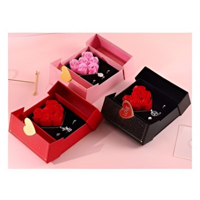 Κουτί Δώρου Πολυτελείας με Τεχνητά Τριαντάφυλλα & Θήκη Κοσμήματος 87674