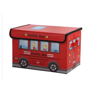 Παιδικό Κουτί Αποθήκευσης Και Καθισματάκι Με Σχέδιο Σχολικό Λεωφορείο 38×26×24cm