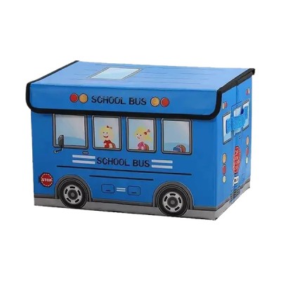 Παιδικό Κουτί Αποθήκευσης Και Καθισματάκι Με Σχέδιο Σχολικό Λεωφορείο 38×26×24cm