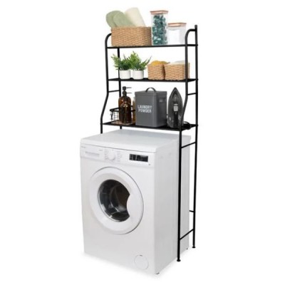 Μαύρη Μοντέρνα Μεταλλική Ραφιέρα Μπάνιου Τριών Επιπέδων Για Πλυντήριο