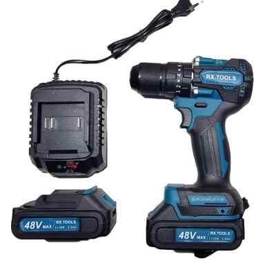 Επαναφορτιζόμενο Brushless Δραπανοκατσάβιδο Υψηλής Απόδοσης με 2 Μπαταρίες 2.5Ah σε Βαλίτσα Rx.Tools