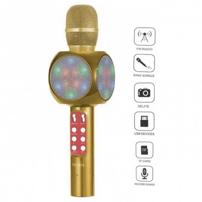 Ασύρματο Bluetooth Mικρόφωνο KARAOKE Hχείο Mp3 Player - WSTER Wireless Microphone Speaker (Χρυσό)