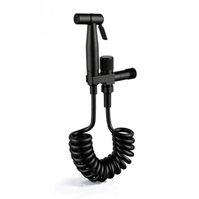 BER-258205 Επιτοίχιο Σετ Μπιντέ Με Σπιράλ Μαύρο για την Λεκάνη της Τουαλέτας