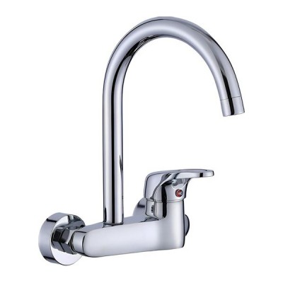 Χρωμέ BER-255201-A Κομψή Επιτοίχια Αναμεικτική Μπαταρία Κουζίνας Με Ψηλό Περιστρεφόμενο Στόμιο