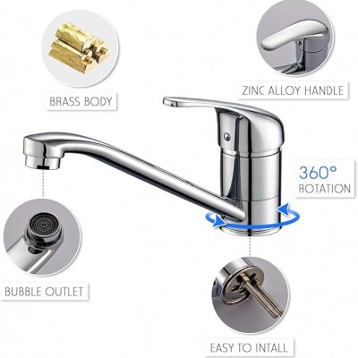 BER-253005 Κλασική Μπαταρία Κουζίνας Με Περιστροφή 360° Και Χρωμέ Φινίρισμα