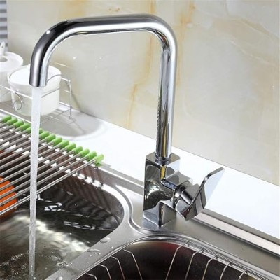 BER-252029 Σύγχρονη Μπαταρία Νεροχύτη Με Περιστρεφόμενο Ψηλό Στόμιο Και Λαμπερό Χρωμέ Φινίρισμα