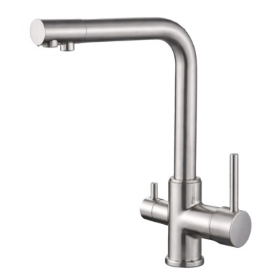 BER-252003 Μοντέρνα Μπαταρία Κουζίνας Διπλής Ροής Από Ανοξείδωτο Ατσάλι 304