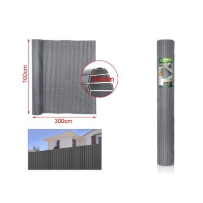 100x300cm Καλαμωτή Περίφραξη Κήπου PVC Γκρι Πάχους 10mm 2902509