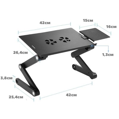 Πτυσσόμενο Τραπεζάκι Laptop Cooler με Βάση Mouse & 2 Ανεμιστήρες - Smart Foldable Τ8