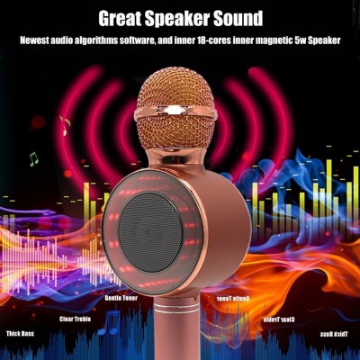 Ασύρματο Bluetooth Mικρόφωνο KARAOKE Hχείο Mp3 Player WSTER - Disco Light Microphone GOLD