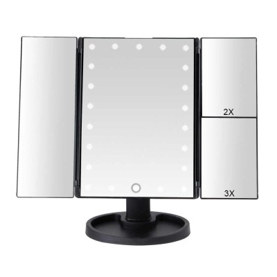 Τριπλός Καθρέφτης με Φωτισμό & Μεγέθυνση 2x & 3x - Μακιγιάζ Makeup Mirror με Φωτισμό 22 LED
