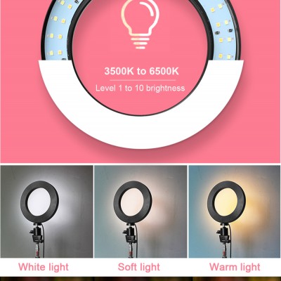 Φωτογραφικό Φωτιστικό Δαχτυλίδι Ring Lamp Light LED USB 26cm με 3 Χρώματα Φωτισμού