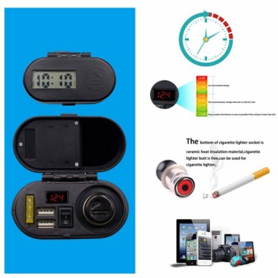 Αδιάβροχος Φορτιστής με Αναπτήρα Αυτοκινήτου, 2 USB, Ρολόι & Βολτόμετρο - Power Adapter Μοτοσυκλέτας, Ποδηλάτου
