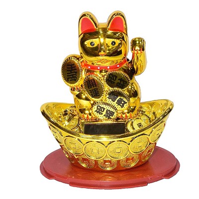 Χρυσή Γάτα Καλωσορίσματος που Λειτουργεί με τον Ηλιο Χωρίς Μπαταρίες - Feng Shui Welcome Cat Solar 13cm
