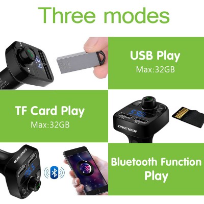 Ασύρματος Πομπός Bluetooth USB, SD MP3 Player & Φορτιστής 2x USB 1 & 2A Αυτοκινήτου - Car FM Transmitter