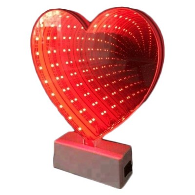 3D Διακοσμητική Καρδιά Καθρέπτης Infinity με LED 17cm
