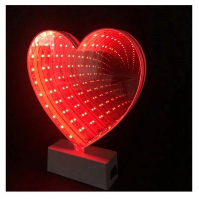 3D Διακοσμητική Καρδιά Καθρέπτης Infinity με LED 17cm