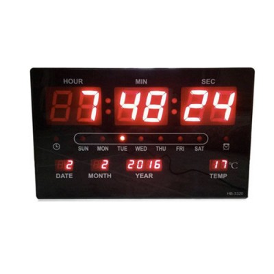 Μεγάλο Ψηφιακό LED Ρολόι Τοίχου - Πινακίδα με Θερμόμετρο και Ημερολόγιο Jumbo Clock HB-315