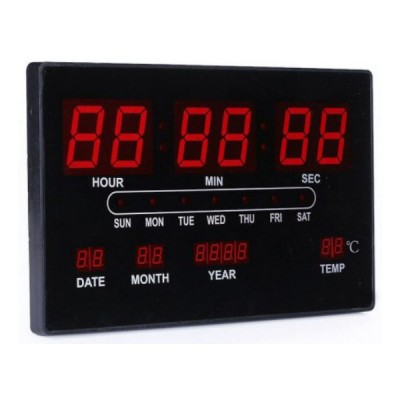 Μεγάλο Ψηφιακό LED Ρολόι Τοίχου - Πινακίδα με Θερμόμετρο και Ημερολόγιο Jumbo Clock