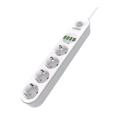 Πολύπριζο Ασφαλείας 4 Θέσεων με 4 Θύρες USB 3.4A LDNIO®