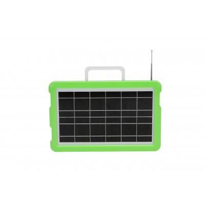 Ηλιακό Πάνελ με Διπλό Φωτιστικό, Φακό, Ηχείο Multimedia Ράδιο - Σύστημα Ηλιακός Φορτιστής & Φωτισμού FM, USB, SD MP3 Player με 2 Λάμπες LED 250 Lumens