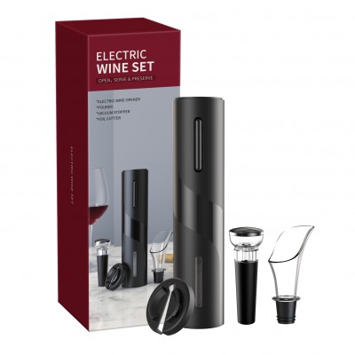 Ηλεκτρικό Ανοιχτήρι Κρασιού - Τιρμπουσόν Σετ 4 σε 1- Μαύρο Electric Wine Opener