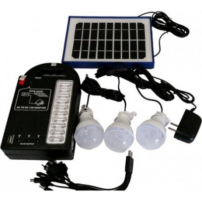 Ηλιακό Πακέτο Φωτισμού με Panel, Μπαταρία με Φωτιστικό & Θύρα USB + 3 Λάμπες Led GDPLUS GD999
