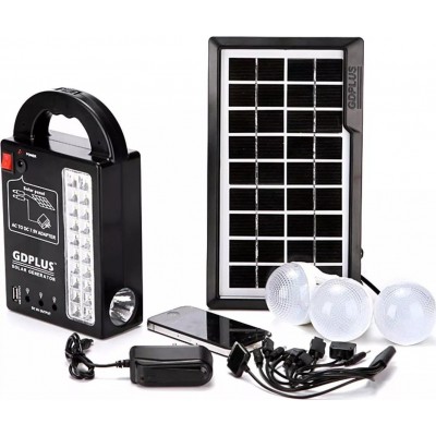 Ηλιακό Πακέτο Φωτισμού με Panel, Μπαταρία με Φωτιστικό & Θύρα USB + 3 Λάμπες Led GDPLUS GD999