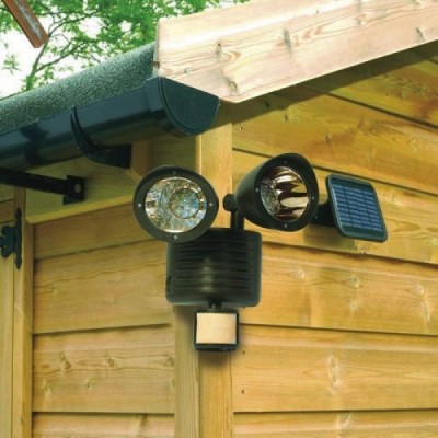 Ηλιακός Διπλός Προβολέας - Φωτιστικό LED Ασφαλείας με Ανιχνευτή Κίνησης, Αισθητήρα Νυχτός & Πάνελ Φόρτισης