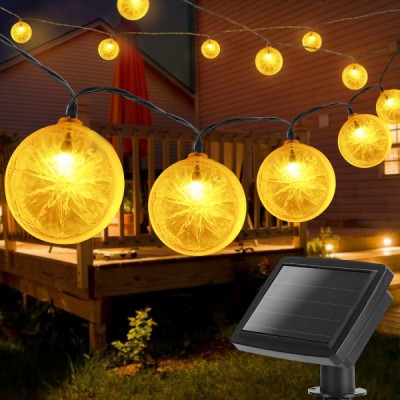 Ηλιακή Αδιάβροχη Γιρλάντα - 10 Διακοσμητικές Λάμπες LED 3.8μ με Σχέδιο Λεμόνι