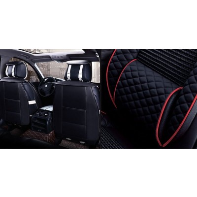 Πλήρες Σετ - Pu Leather Ανατομικά Καλύμματα Καθισμάτων Αυτοκινήτου 11 Τεμάχια DR-8010-BL