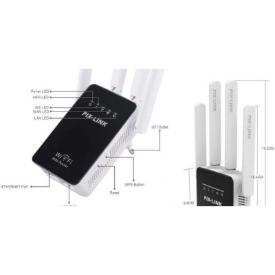 Ασύρματο WiFi N Router/Repeater 300Mbps Pix-Link LV-WR09
