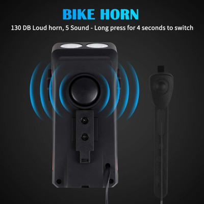 Αδιάβροχη USB Επαναφορτιζόμενη Βάση Κινητού Powerbank, Κόρνα & Φως Πορείας - Φακός LED 800lm Ποδηλάτου - LED Bicycle Horn Lamp OEM