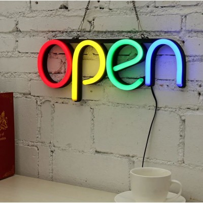 Led Φωτιζόμενη Διαφημιστική Πινακίδα Retro Τύπου Neon "OPEN"