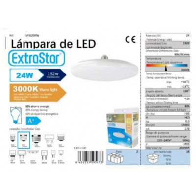 Φωτιστικό Οροφής LED ExtraStar 24W E27 με Θερμό Λευκό Φως 3000K