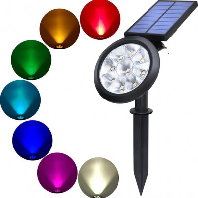 RGB Πολύχρωμο Ηλιακό Αδιάβροχο Φωτιστικό Εξωτερικού Χώρου Προβολέας Κήπου Spot με 9 LED - Καρφωτό & Επιτοίχιο - Waterproof Solar Spotlight Lamp