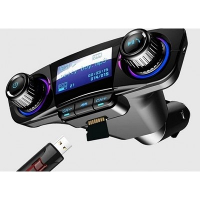 Πομπός FM Transmitter Bluetooth 5.0 Handsfree USB/AUX/SD MP3 Player Αυτοκινήτου & 2 x USB Φορτιστής με Οθόνη 1,3 Inch & Μικρόφωνο 12V & 24V