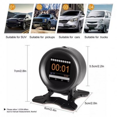 Διαγνωστικό Βλαβών & Μετρητής OBD II με Οθόνη HUD Πολλαπλών Ενδείξεων Αυτοκινήτου - Θερμόμετρο, Βολτόμετρο, Ταχύμετρο