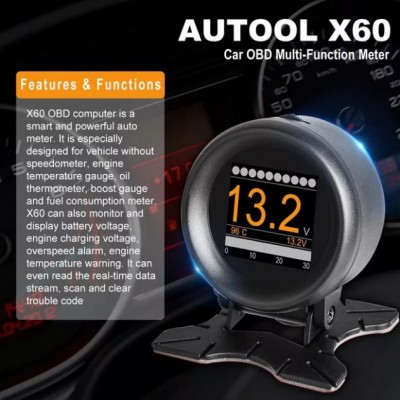 Διαγνωστικό Βλαβών & Μετρητής OBD II με Οθόνη HUD Πολλαπλών Ενδείξεων Αυτοκινήτου - Θερμόμετρο, Βολτόμετρο, Ταχύμετρο