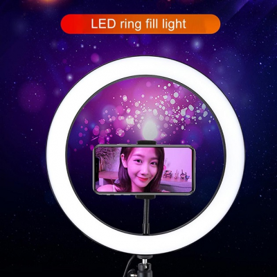 LED Φωτιστικό Ring Light Δαχτυλίδι RGB με Βάση Κινητού Τηλεφώνου & Τρίποδο 1.1μ - Puluz PKT3044