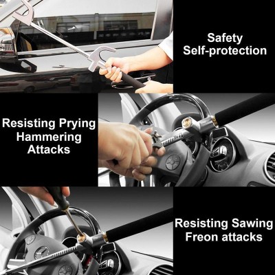 Extra Heavy Duty Κλειδαριά για το Τιμόνι Αυτοκινήτου - Αντικλεπτικό Μπαστούνι Ασφαλείας με Θραύστη Κρυστάλλων & Γκλόμπ Προστασίας