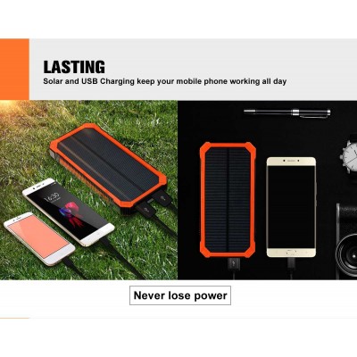 Heavy Duty Ηλιακό Powerbank & Φακός LED - Φορητή Μπαταρία Φορτιστής & Φωτιστικό Επιβίωσης με Ηλιακό Πάνελ Υψηλής Ισχύος 2A - Solar Power Bank Battery Charger