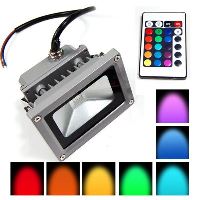 RGB LED Προβολέας 10W Αδιάβροχος με Τηλεχειρισμό & Εναλλασσόμενο Πολύχρωμο Φωτισμό