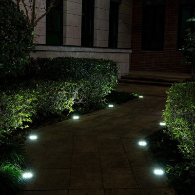 Hoppline Σετ Ηλιακά Χωνευτά Αυτόνομα Φώτα LED Ψυχρού Φωτισμού Κήπου - Χώματος 4 τμχ με Φωτοκύτταρο