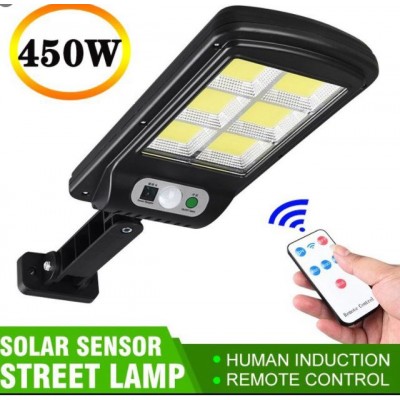 Αδιάβροχος Ηλιακός Προβολέας 6 COB LED 450W  - Φωτιστικό Δρόμου με Τηλεχειριστήριο, Ανιχνευτή Κίνησης, Φωτοκύτταρο & Φωτοβολταϊκό Πάνελ W-756-6