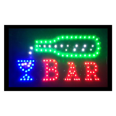 Extra Bright Φωτιζόμενη Διαφημιστική Πινακίδα BAR - Επιγραφές LED με Εφέ Κίνησης Μεγάλη 55 x 33cm